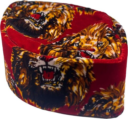 Oga Faaji African Native Hat Foldable Velvet Hat (Red Lion, Small 23 1/2"), Red Lion, S-M in Kuwait