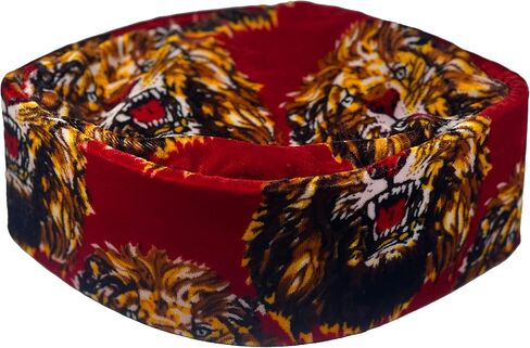 Oga Faaji African Native Hat Foldable Velvet Hat (Red Lion, Small 23 1/2"), Red Lion, S-M in Kuwait