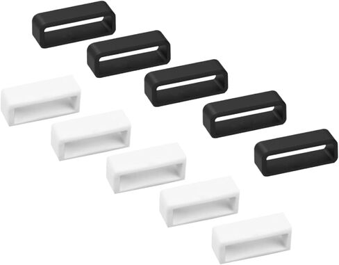 حلقات تثبيت بديلة GO-CHUNRIQIN، حلقة حزام سيليكون 22 مم، حلقات آمنة موصل حلقات أمان، حلقات بديلة لملحقات حزام الساعة الذكية (10 قطع، أسود وأبيض) in Kuwait