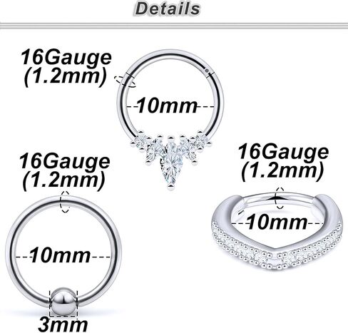 ocptiy الجمجمة اللؤلؤ الحاجز ثقب المجوهرات 16 جرام الحاجز الفرس حدوة الحصان الحديد المقاوم للصدأ الحاجز الأنف خواتم هوب ثقب المجوهرات للرجال النساء 10 ملليمتر 8 قطع in Kuwait
