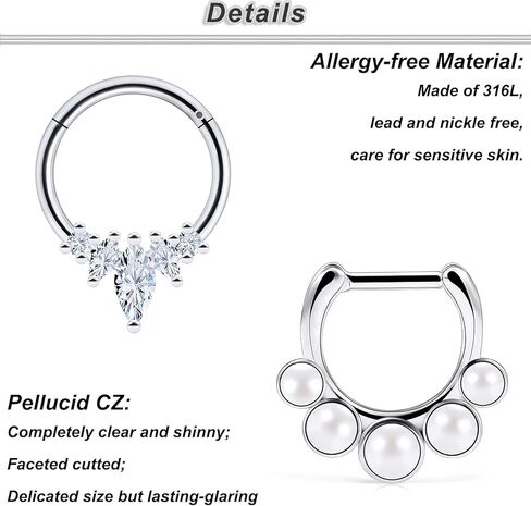 ocptiy الجمجمة اللؤلؤ الحاجز ثقب المجوهرات 16 جرام الحاجز الفرس حدوة الحصان الحديد المقاوم للصدأ الحاجز الأنف خواتم هوب ثقب المجوهرات للرجال النساء 10 ملليمتر 8 قطع in Kuwait