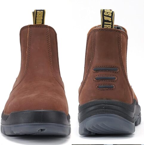 DIIG Work Boots for Men, Soft/Steel Toe Waterproof Working Boots, Slip Resistant Anti-Static Slip-on Safety EH Working Shoes 6 8 9 10 11 12 13 (Brown) in Saudi Arabia