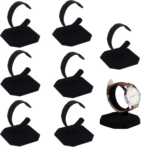 لونغ تاو 8 قطع من حوامل عرض المجوهرات حامل عرض الساعات المخملي الأسود حامل منظم الساعات حامل سوار عرض لمبيعات التجزئة وعرض العرض التجاري على سطح الطاولة in Kuwait