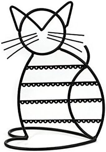 (اسود) - حامل اقراط بسلك معدني على شكل قطة من ارارد (اسود) in Kuwait