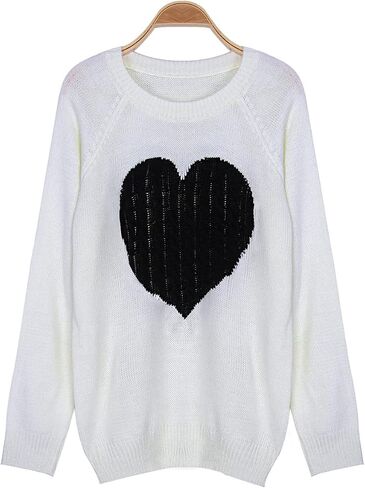 GOLDSTITCH Women's Sweater Heart Knitted Pullover Sweaters Long Sleeve Crewneck Cute Sweaters in Saudi Arabia