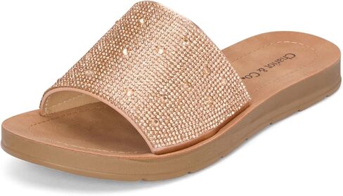 Chariot & Co -Space- Womens Rhinestone Strap Platform Trendy Glitter Sandal Slides in Saudi Arabia