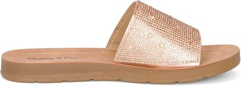 Chariot & Co -Space- Womens Rhinestone Strap Platform Trendy Glitter Sandal Slides in Saudi Arabia