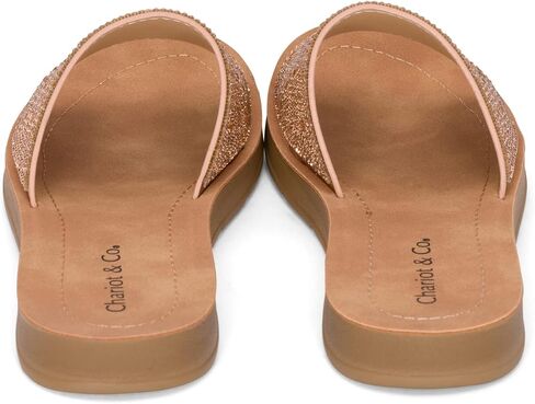 Chariot & Co -Space- Womens Rhinestone Strap Platform Trendy Glitter Sandal Slides in Saudi Arabia