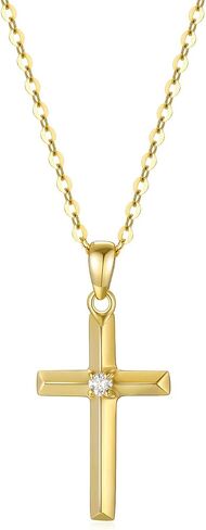 SISGEM 14k Gold Diamond Cross Necklace with Gold Chain, Religioius Jewelry Mother's Day Gifts for Women Teens (0.03 ct), 16-18 Inch in Saudi Arabia