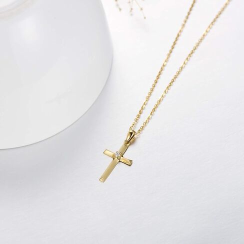 SISGEM 14k Gold Diamond Cross Necklace with Gold Chain, Religioius Jewelry Mother's Day Gifts for Women Teens (0.03 ct), 16-18 Inch in Saudi Arabia