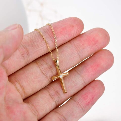 SISGEM 14k Gold Diamond Cross Necklace with Gold Chain, Religioius Jewelry Mother's Day Gifts for Women Teens (0.03 ct), 16-18 Inch in Saudi Arabia