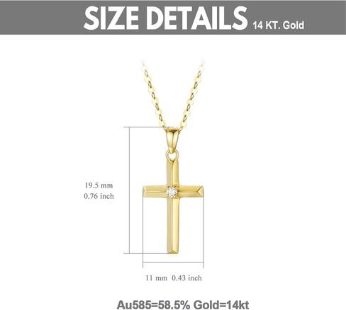 SISGEM 14k Gold Diamond Cross Necklace with Gold Chain, Religioius Jewelry Mother's Day Gifts for Women Teens (0.03 ct), 16-18 Inch in Saudi Arabia