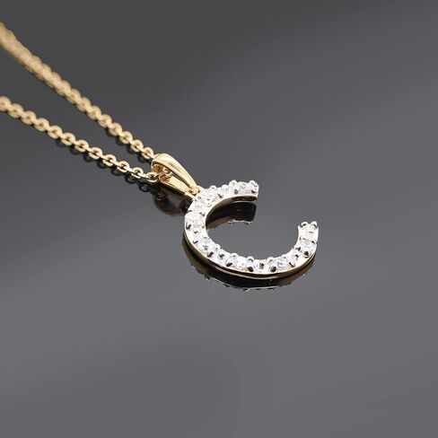 قلادات Poshadime قلادات ساحرة أولية للنساء والفتيات - قلادات مخصصة على شكل حرف أبجدي من الألماس الطبيعي بشكل دائري 18 بوصة سلسلة ذهب عيار 14 قيراط (0.10 قيراط، وضوح I2، لون J) in Kuwait