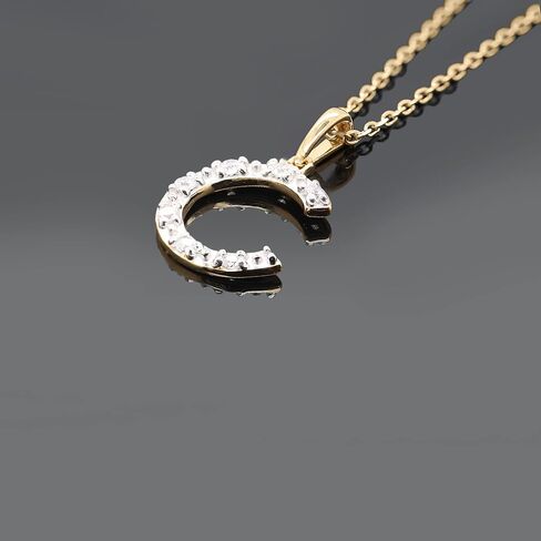 قلادات Poshadime قلادات ساحرة أولية للنساء والفتيات - قلادات مخصصة على شكل حرف أبجدي من الألماس الطبيعي بشكل دائري 18 بوصة سلسلة ذهب عيار 14 قيراط (0.10 قيراط، وضوح I2، لون J) in Kuwait