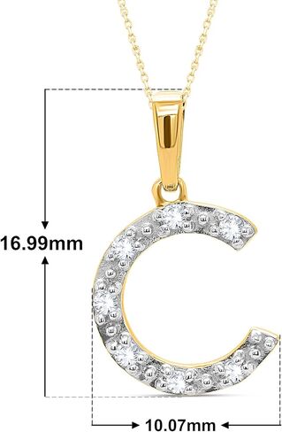 قلادات Poshadime قلادات ساحرة أولية للنساء والفتيات - قلادات مخصصة على شكل حرف أبجدي من الألماس الطبيعي بشكل دائري 18 بوصة سلسلة ذهب عيار 14 قيراط (0.10 قيراط، وضوح I2، لون J) in Kuwait