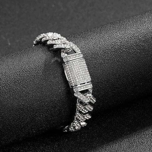 قلادة من سلسلة ربط ميامي الكوبية الصلبة من EMESLY (طول 16، 18، 20، 22، 24، 30 بوصة)؛ سوار هيب هوب (طول 8 بوصات) للرجال والنساء؛ هدية مثالية للمجوهرات المثلج in Kuwait