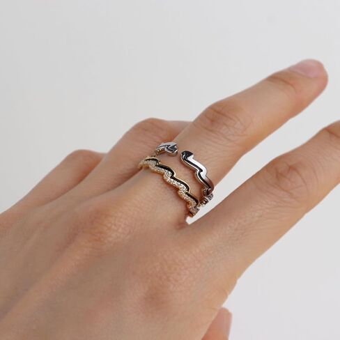 Gold Adjustable Open Ring for Women, Cute Sparkly Rhinestone Fashion Statement Diamond Valentine Wedding Prom Jewelry Gift in Saudi Arabia