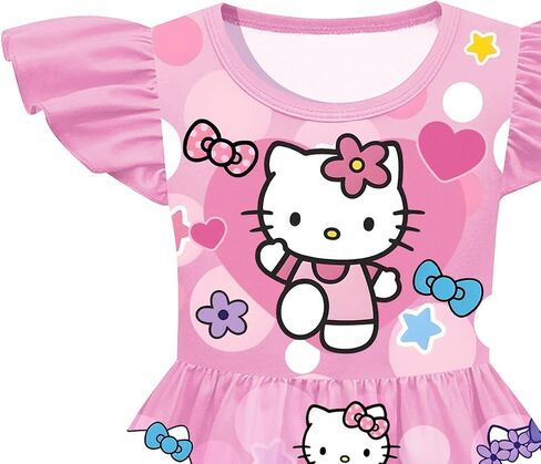Girls Flutter Sleeve Dress Kids Princess Outfit Fancy Graphic Dresses Casual Playwear Birthday Gift 5-12Y in Saudi Arabia
