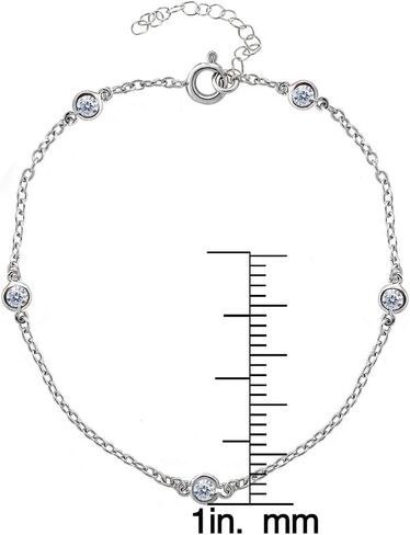 Sterling Silver Cubic Zirconia Station Dainty Chain CZ Anklet for Women Girls Beach Summer in Saudi Arabia