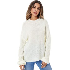 WDIRARA Women's Mock Neck Long Sleeve Crop Sweater Casual Rib Knit Top