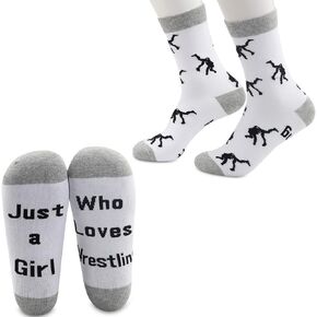 CMNIM Wrestling Gifts for Girls Wrestler Gift Sock 2 Pairs Just a Girl Who Loves Wrestling Novelty Socks Wrestling Lover Gift
