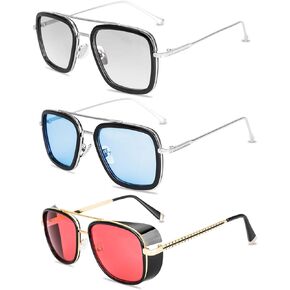Tony Stark Sunglasses Retro Aviator Sunglasses Square Metal Frame Iron Man Sunglasses in Saudi Arabia