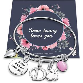 هدايا عيد الفصح للنساء الفتيات، أساور أرنب من الفولاذ المقاوم للصدأ قابلة للتعديل، أساور ساحرة على شكل أرنب لطيف، أساور ساحرة أولية، أساور أرنب عيد الفصح، هدايا عيد الفصح للنساء والفتيات والمجوهرات in Kuwait