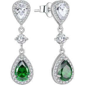 Fahonie Sterling Silver Wedding Bridal Long Drop Earrings with Cubic Zirconia Dangle Earrings Birthstone Jewelry Gifts for Brides Bridesmaides in Saudi Arabia