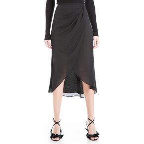 Max Studio Women's Satin Fuax Wrap Skirt
