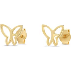 Solid Gold 14K Silhouette Butterfly Stud Earrings