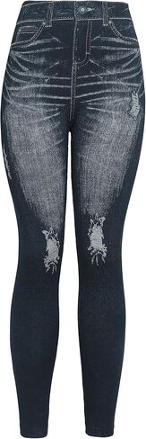 KMystic Women's Denim Print Fake Jeans Leggings in Kuwait