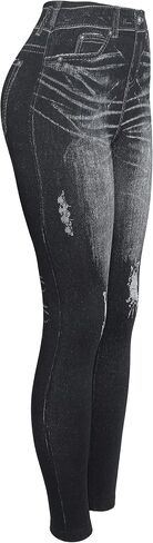 KMystic Women's Denim Print Fake Jeans Leggings in Kuwait