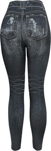 KMystic Women's Denim Print Fake Jeans Leggings in Kuwait