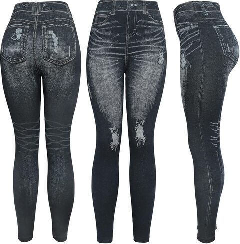 KMystic Women's Denim Print Fake Jeans Leggings in Kuwait