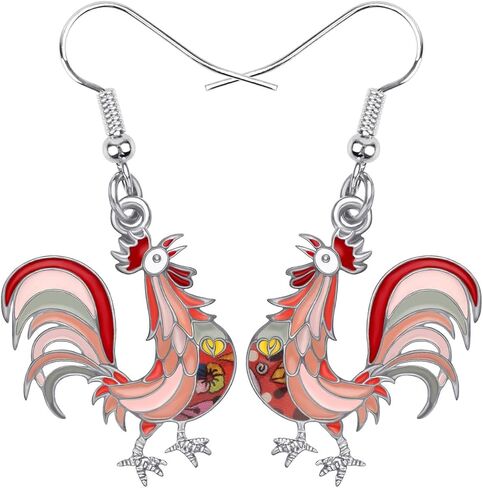 BONSNY Cute Enamel Dangle Anime Chicken Rooster Earrings for Women Teens Girls Jewelry Novelty Funny Charms in Saudi Arabia