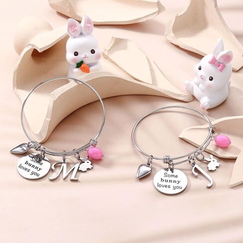 هدايا عيد الفصح للنساء الفتيات، أساور أرنب من الفولاذ المقاوم للصدأ قابلة للتعديل، أساور ساحرة على شكل أرنب لطيف، أساور ساحرة أولية، أساور أرنب عيد الفصح، هدايا عيد الفصح للنساء والفتيات والمجوهرات in Kuwait