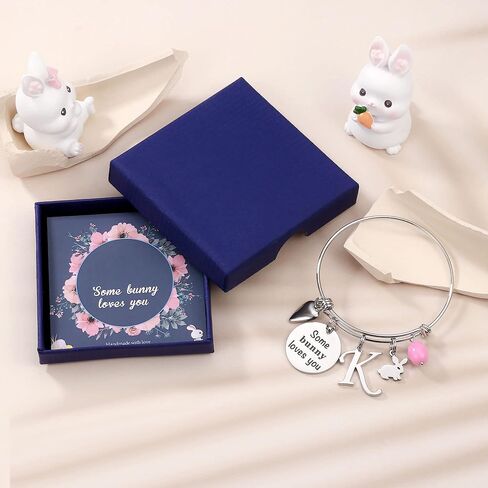 هدايا عيد الفصح للنساء الفتيات، أساور أرنب من الفولاذ المقاوم للصدأ قابلة للتعديل، أساور ساحرة على شكل أرنب لطيف، أساور ساحرة أولية، أساور أرنب عيد الفصح، هدايا عيد الفصح للنساء والفتيات والمجوهرات in Kuwait