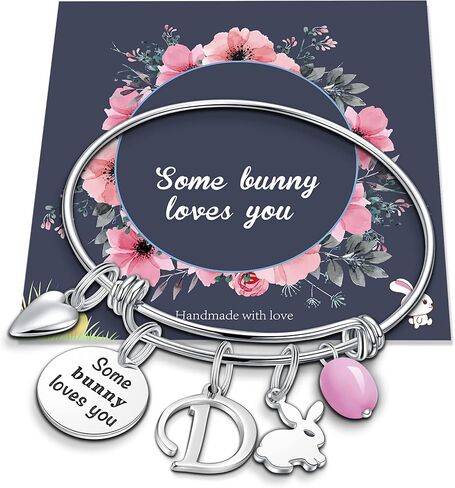 هدايا عيد الفصح للنساء الفتيات، أساور أرنب من الفولاذ المقاوم للصدأ قابلة للتعديل، أساور ساحرة على شكل أرنب لطيف، أساور ساحرة أولية، أساور أرنب عيد الفصح، هدايا عيد الفصح للنساء والفتيات والمجوهرات in Kuwait