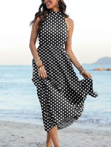 Feiersi Women’s Casual Sleeveless Long Maxi Dress Flowy Loose Ruffle Sundress in Saudi Arabia