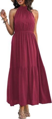 Feiersi Women’s Casual Sleeveless Long Maxi Dress Flowy Loose Ruffle Sundress in Saudi Arabia