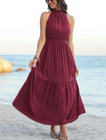 Feiersi Women’s Casual Sleeveless Long Maxi Dress Flowy Loose Ruffle Sundress in Saudi Arabia