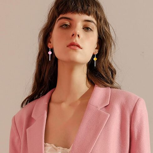 QUPENGXU 5 Pairs Cute Resin Round Lollipop Drop Dangle Earrings Handmade Candy Simulation Food Earring For Women Girls in Kuwait