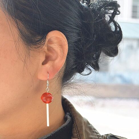 QUPENGXU 5 Pairs Cute Resin Round Lollipop Drop Dangle Earrings Handmade Candy Simulation Food Earring For Women Girls in Kuwait
