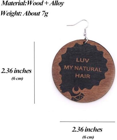 مجموعة أقراط متدلية من الخشب البوهيمي من سمول لوف للنساء والفتيات الأفريقية الطبيعية خفيفة الوزن خشبية سوداء كبيرة دائرية دائرية بنمط هندسي عرقي in Kuwait