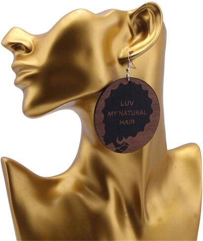 مجموعة أقراط متدلية من الخشب البوهيمي من سمول لوف للنساء والفتيات الأفريقية الطبيعية خفيفة الوزن خشبية سوداء كبيرة دائرية دائرية بنمط هندسي عرقي in Kuwait