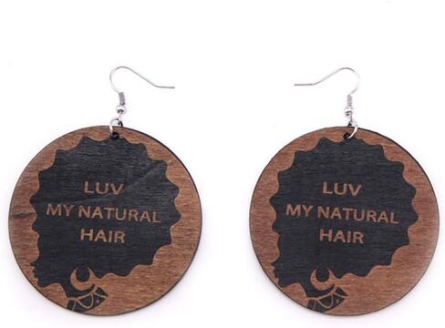 مجموعة أقراط متدلية من الخشب البوهيمي من سمول لوف للنساء والفتيات الأفريقية الطبيعية خفيفة الوزن خشبية سوداء كبيرة دائرية دائرية بنمط هندسي عرقي in Kuwait