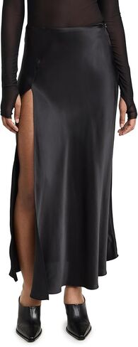 DANNIJO Women's Silk Midi Skirt with High Slit in Kuwait