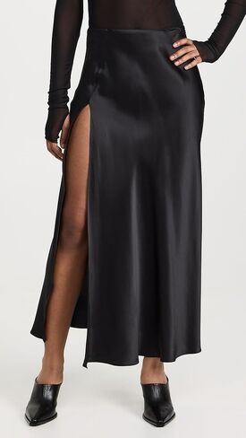DANNIJO Women's Silk Midi Skirt with High Slit in Kuwait