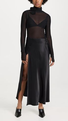 DANNIJO Women's Silk Midi Skirt with High Slit in Kuwait