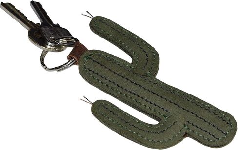 Hide & Drink, Cactus Desert Plant Keychain Handmade from Full Grain Leather - Peat Moss, Green, S in Saudi Arabia